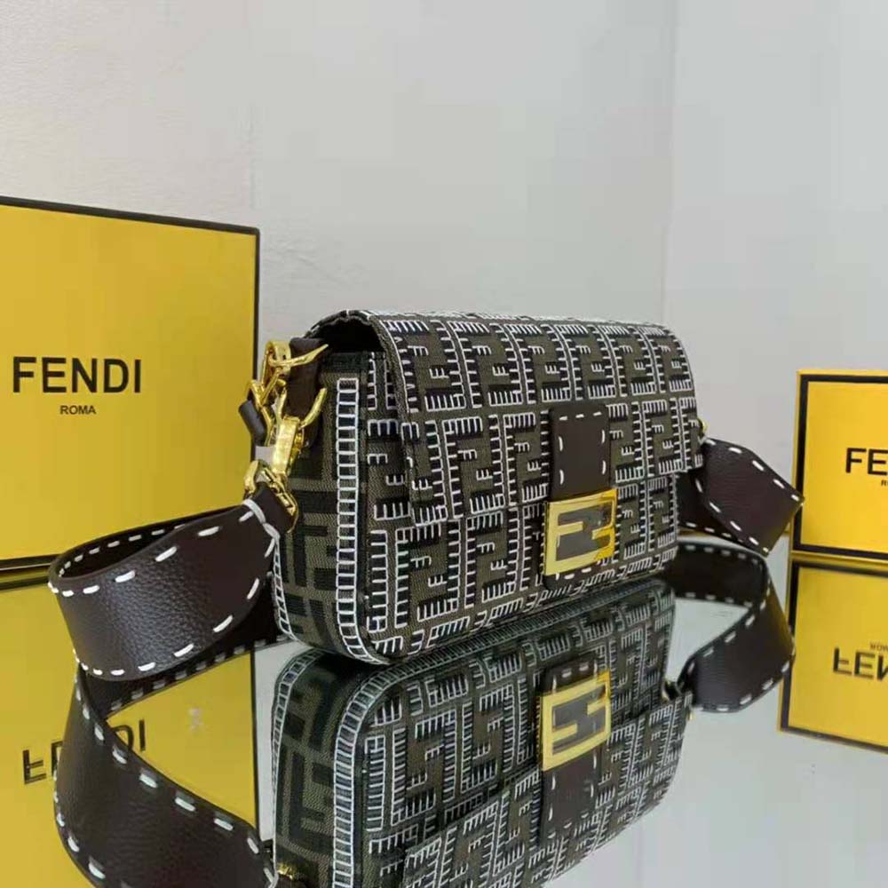 Fendi Women Baguette Embroidered FF Fabric Bag - image 5