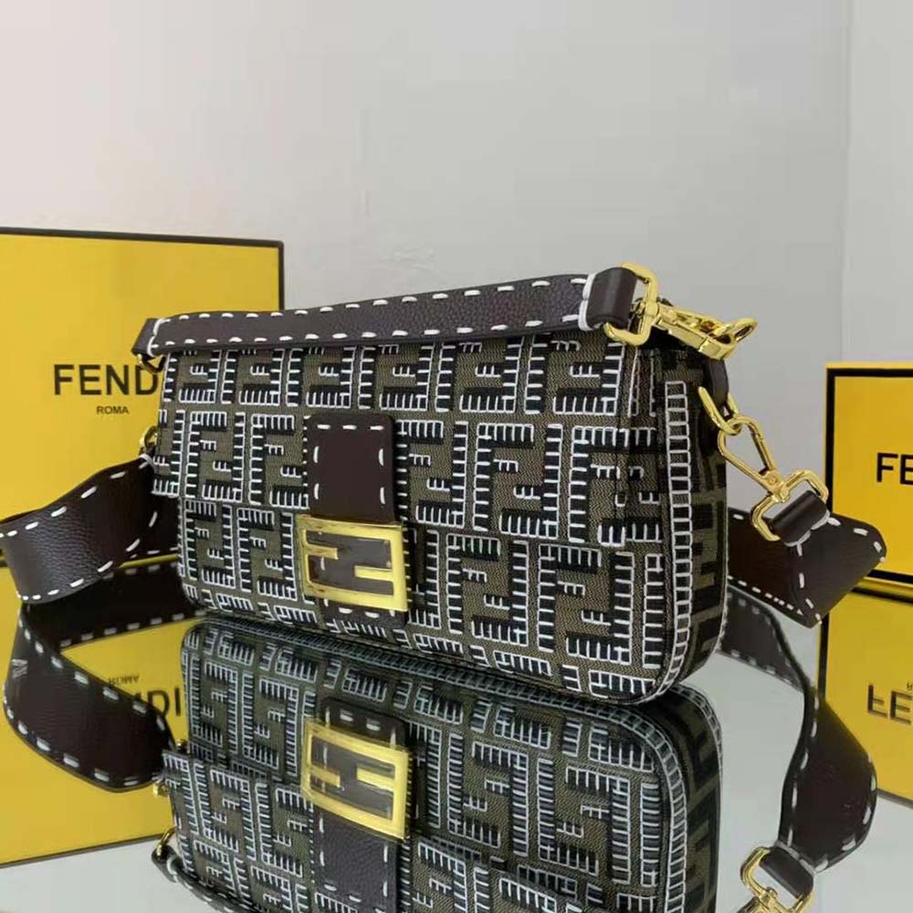 Fendi Women Baguette Embroidered FF Fabric Bag - image 4