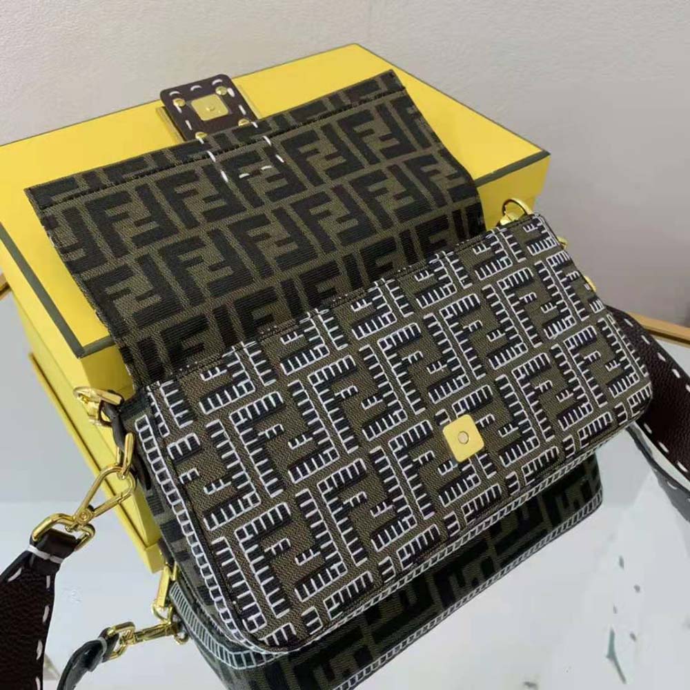 Fendi Women Baguette Embroidered FF Fabric Bag - image 8