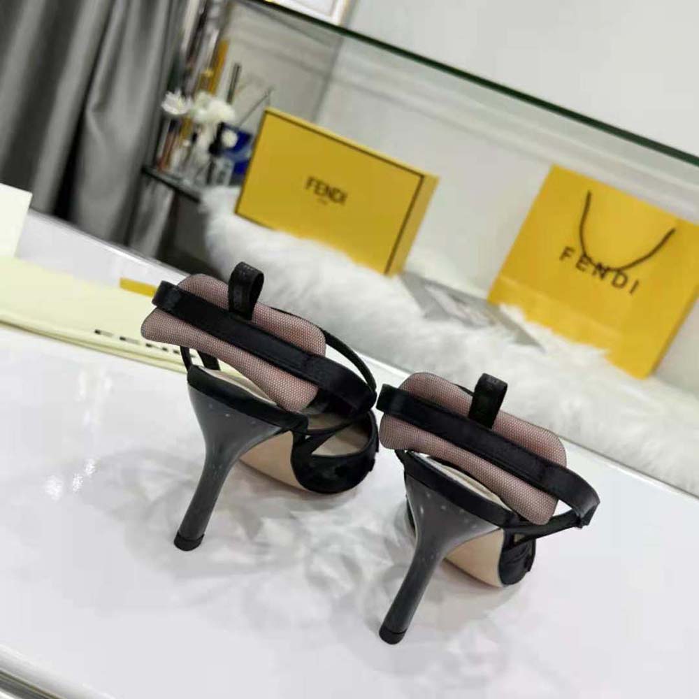 Fendi Women Colibri Lite High-Heeled Black Mesh and FF Karligraphy Slingbacks - image 10