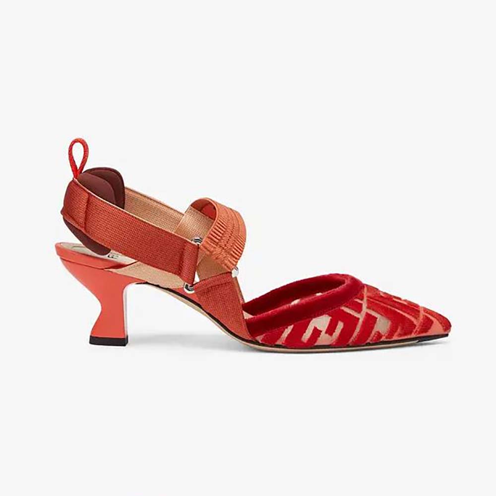 Fendi Women Colibri Red Micromesh Slingbacks with a Medium Heel - image 1