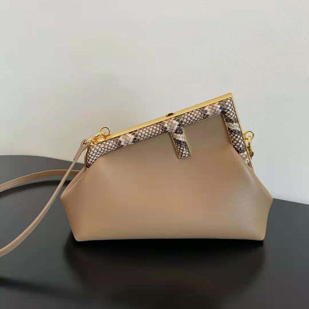 Fendi Women First Small Beige Leather Bag with Exotic Details - image 2