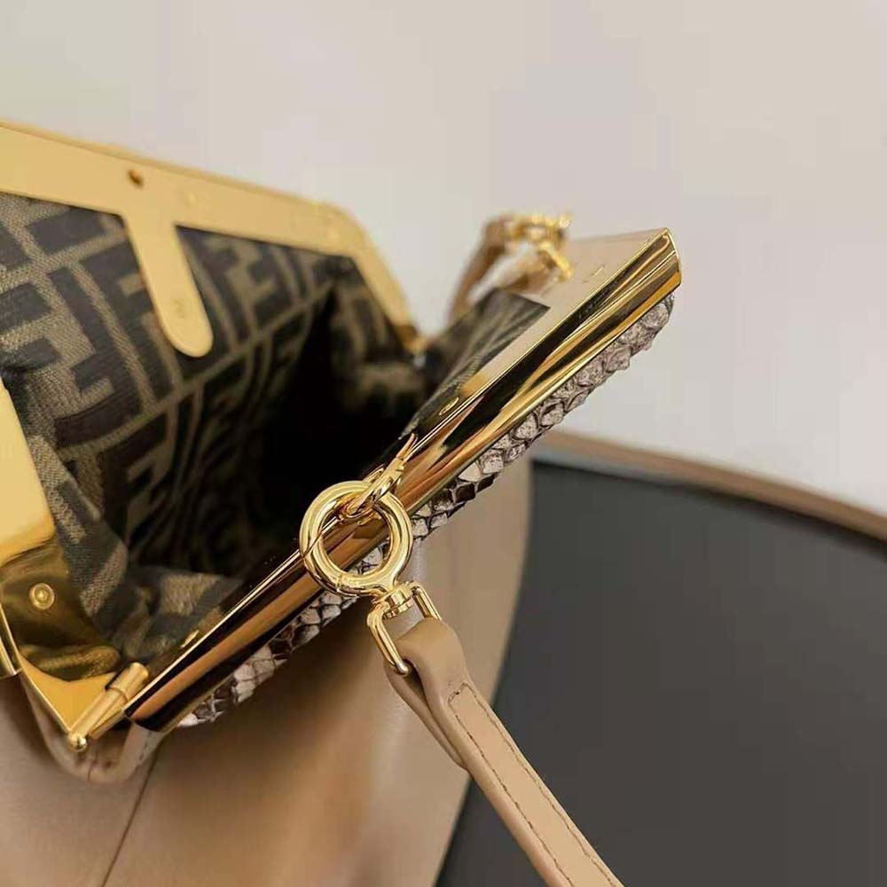 Fendi Women First Small Beige Leather Bag with Exotic Details - image 10