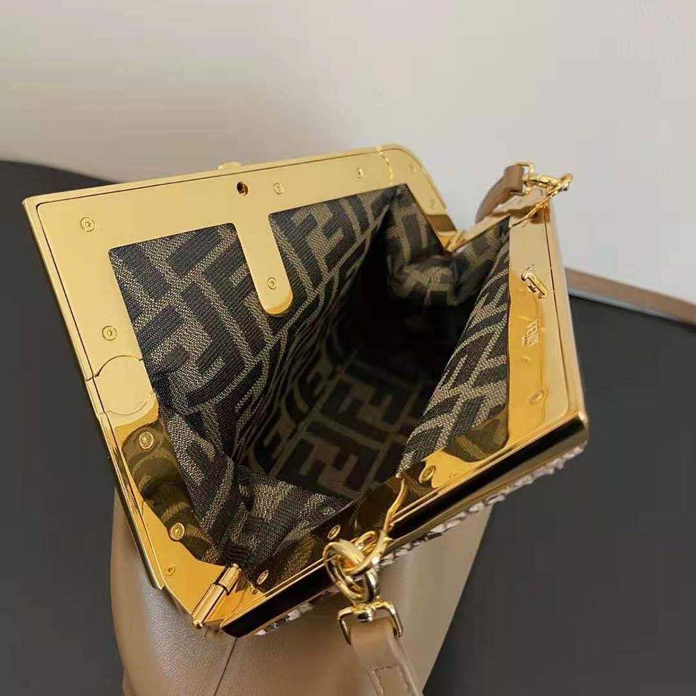 Fendi Women First Small Beige Leather Bag with Exotic Details - image 9