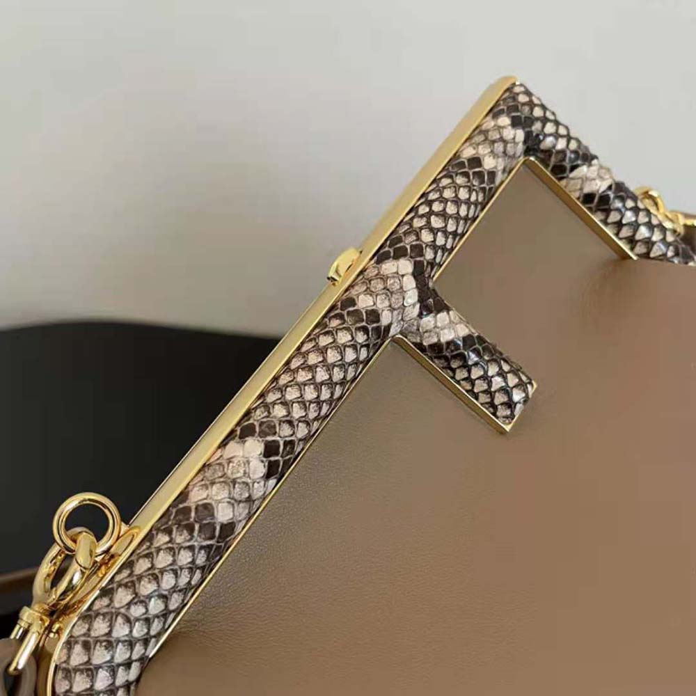 Fendi Women First Small Beige Leather Bag with Exotic Details - image 5