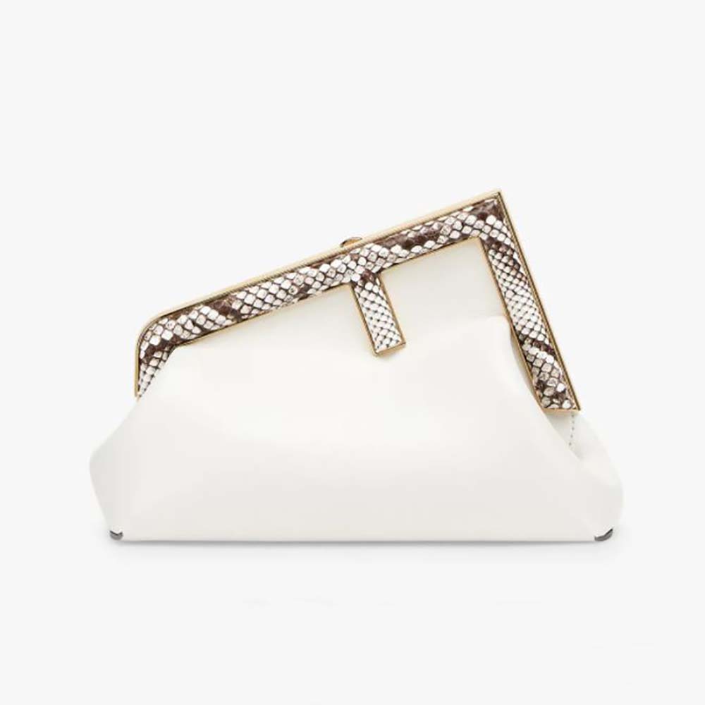 Fendi Women First Small White Leather Bag with Exotic Details - image 1