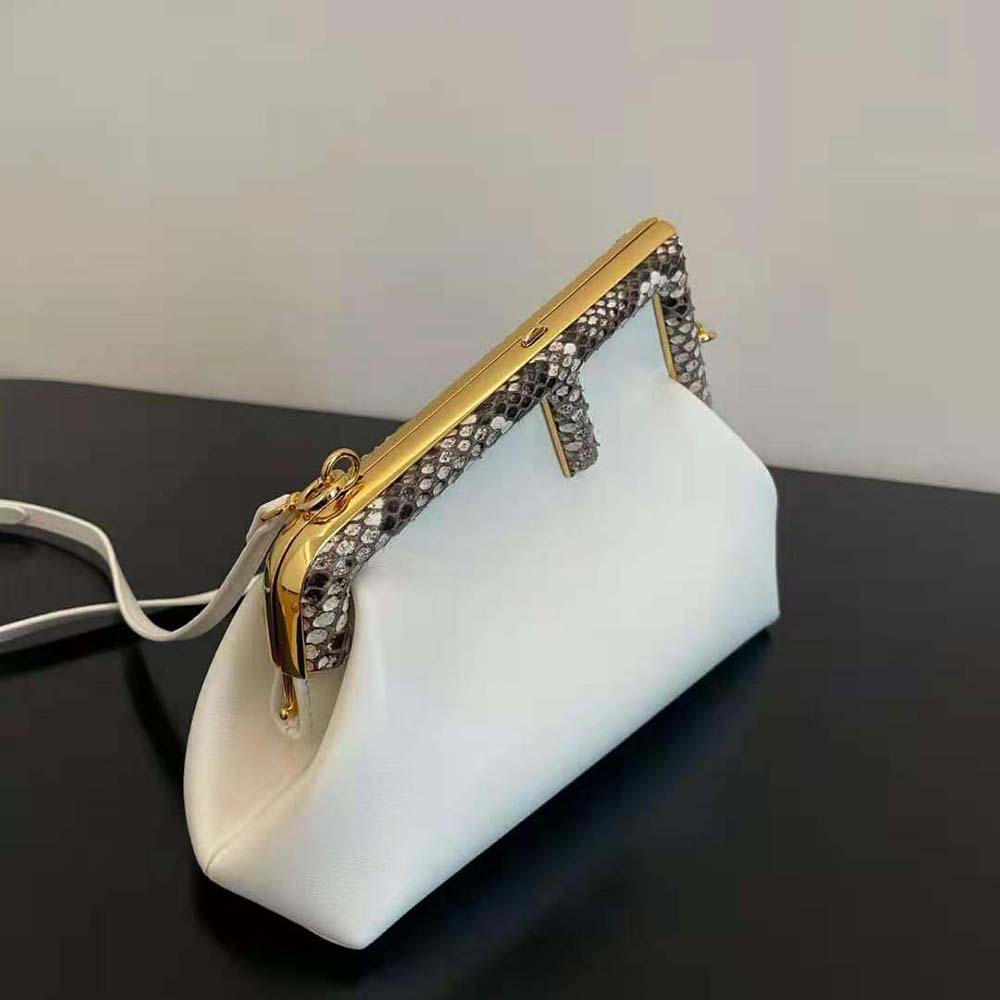 Fendi Women First Small White Leather Bag with Exotic Details - image 4