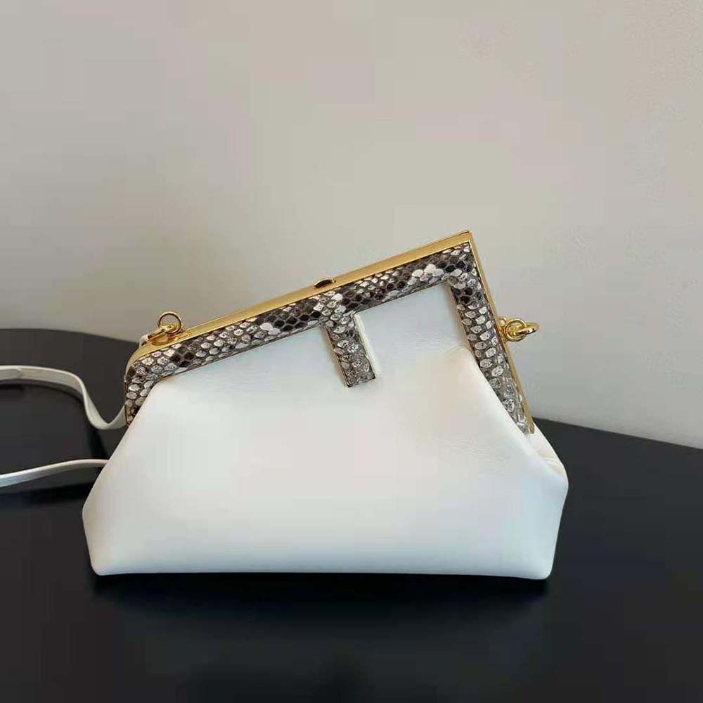 Fendi Women First Small White Leather Bag with Exotic Details - image 2