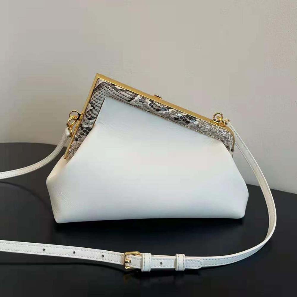 Fendi Women First Small White Leather Bag with Exotic Details - image 3