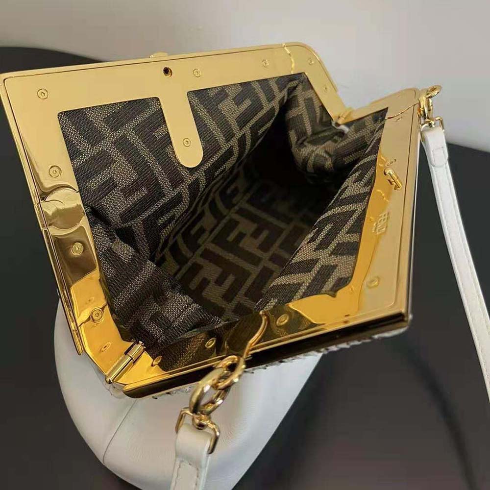Fendi Women First Small White Leather Bag with Exotic Details - image 10