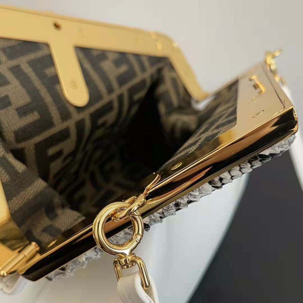 Fendi Women First Small White Leather Bag with Exotic Details - image 9