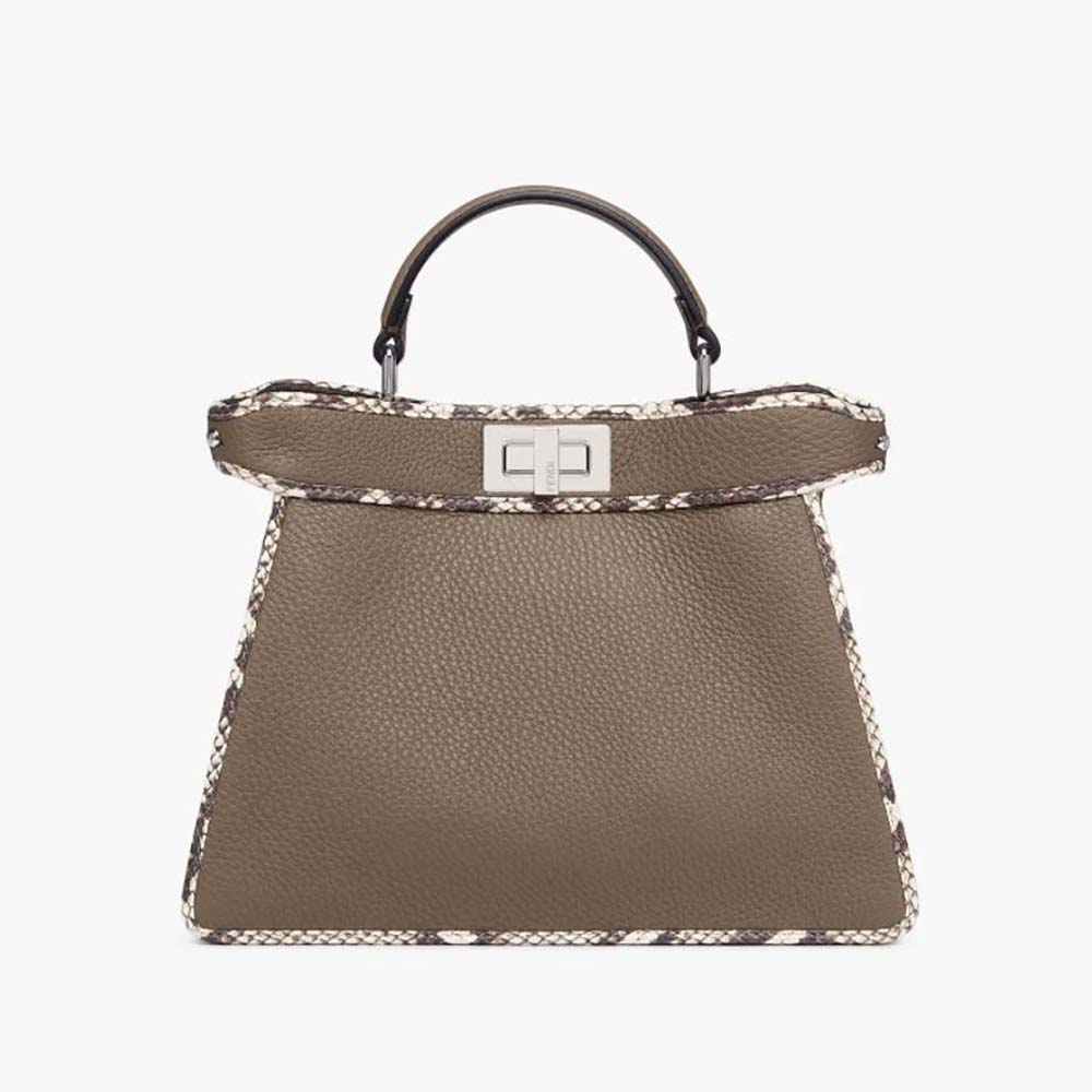 Fendi Women Peekaboo Iseeu Small Gray Full Grain Leather and Elaphe Bag - image 1