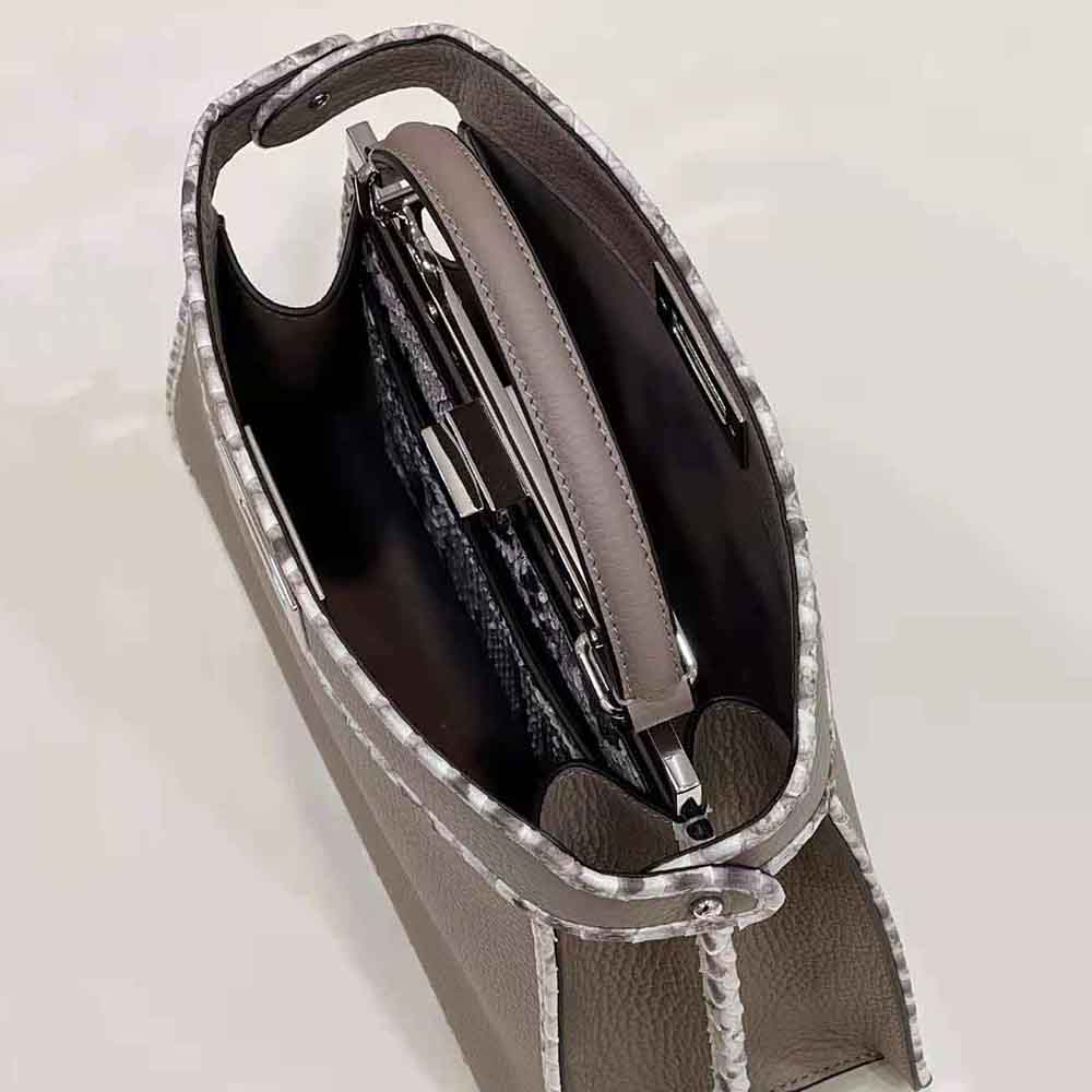 Fendi Women Peekaboo Iseeu Small Gray Full Grain Leather and Elaphe Bag - image 7
