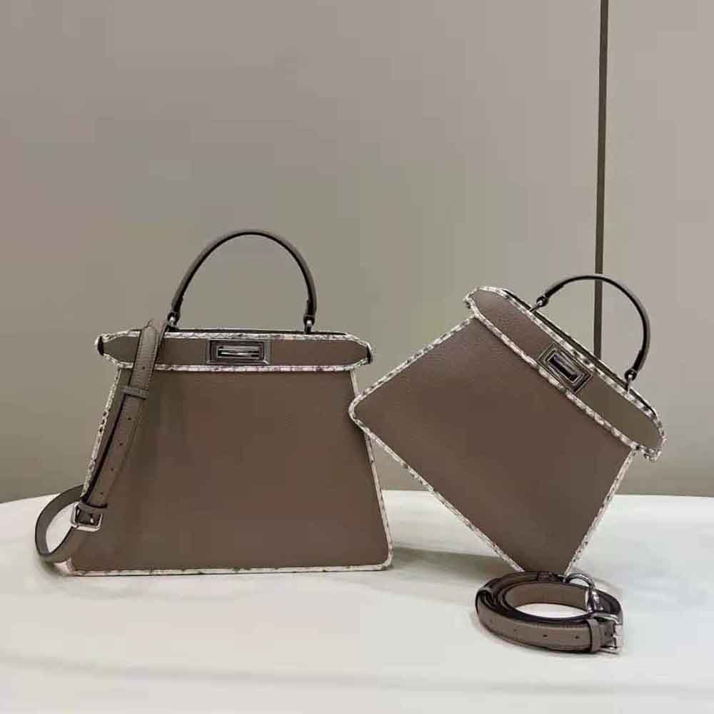 Fendi Women Peekaboo Iseeu Small Gray Full Grain Leather and Elaphe Bag - image 2