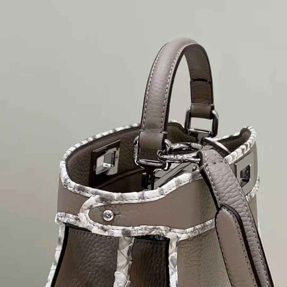 Fendi Women Peekaboo Iseeu Small Gray Full Grain Leather and Elaphe Bag - image 5