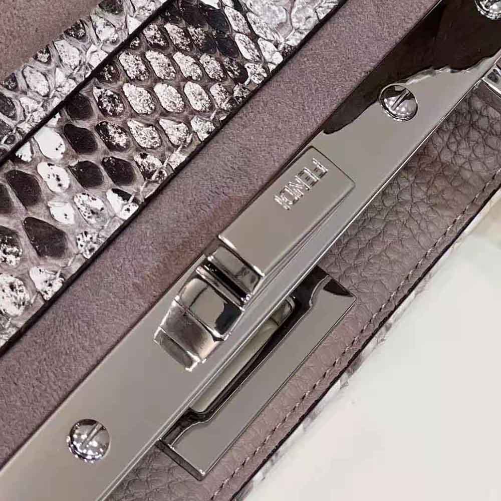 Fendi Women Peekaboo Iseeu Small Gray Full Grain Leather and Elaphe Bag - image 9