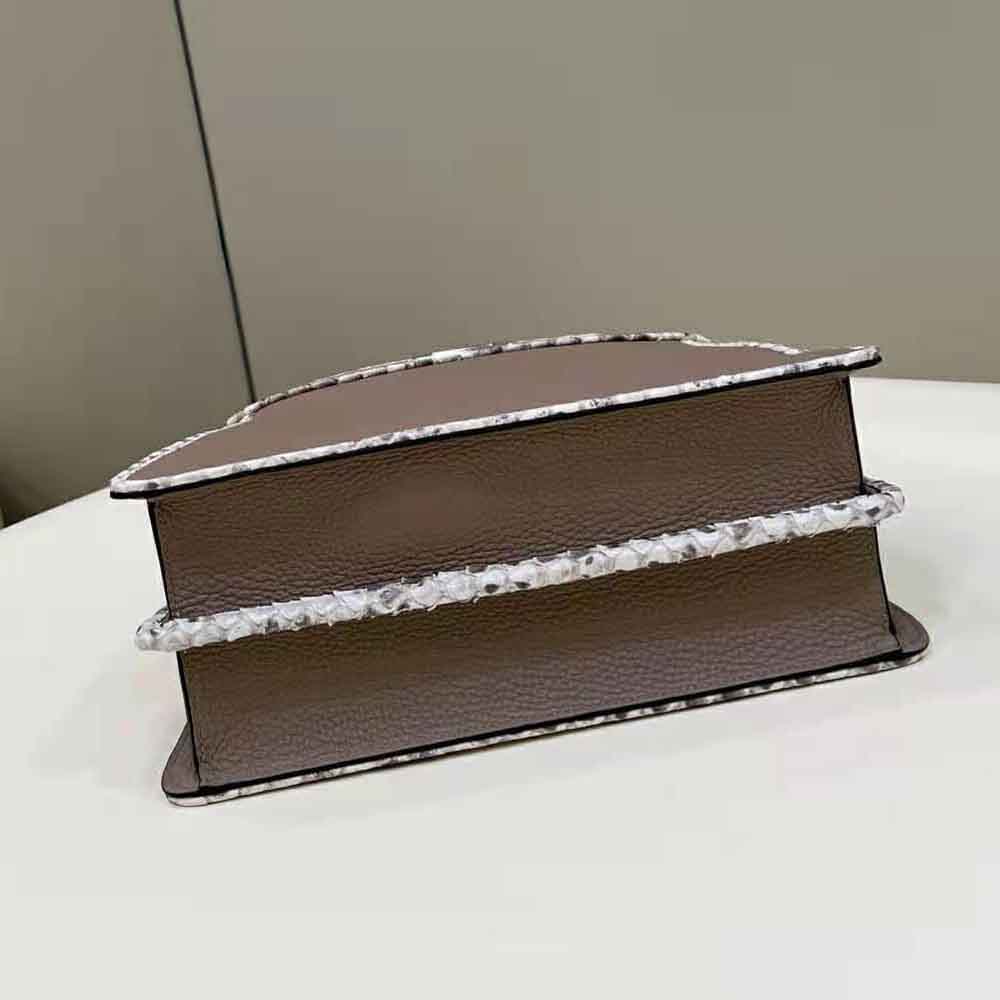 Fendi Women Peekaboo Iseeu Small Gray Full Grain Leather and Elaphe Bag - image 4