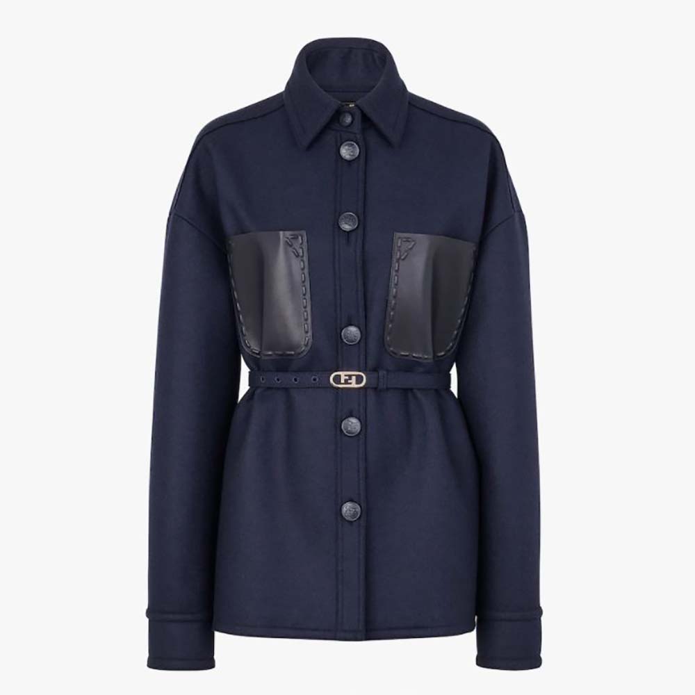 Fendi Women Single-Breasted Blue Wool Go-To Jacket - image 1