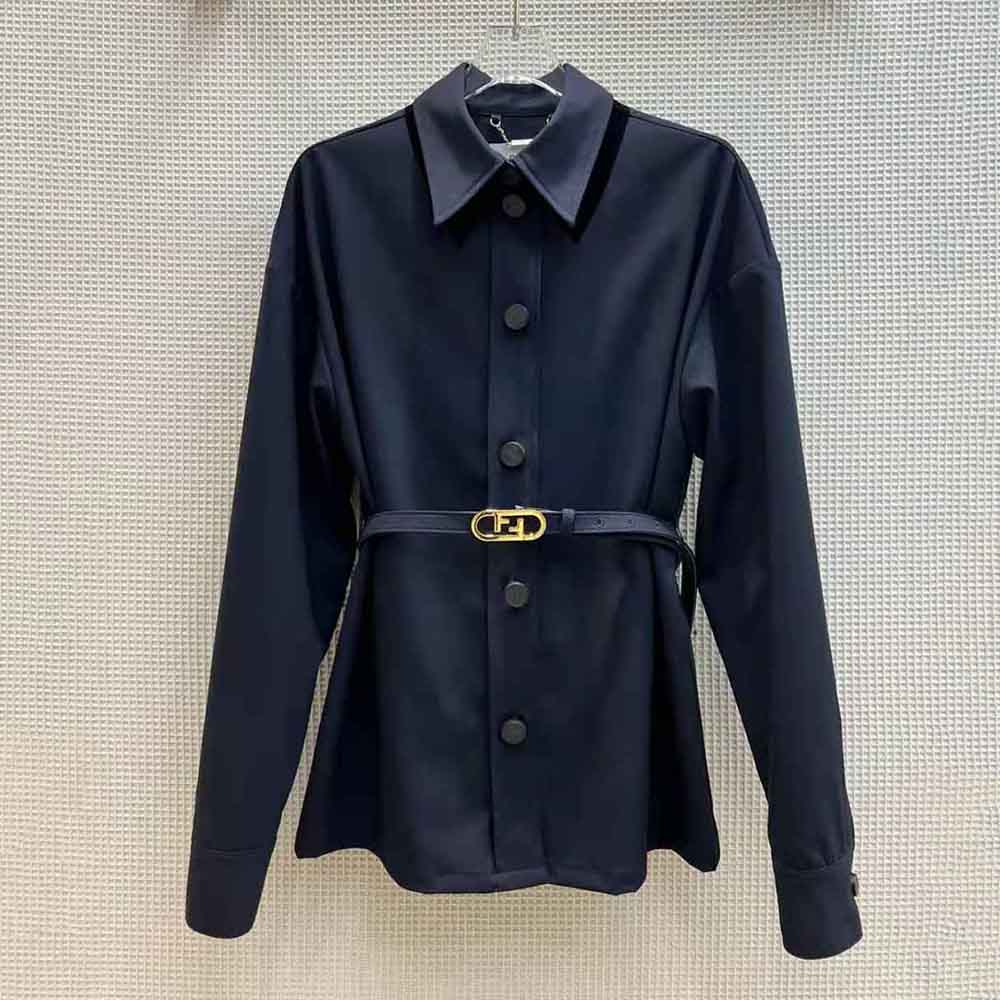 Fendi Women Single-Breasted Blue Wool Go-To Jacket - image 2