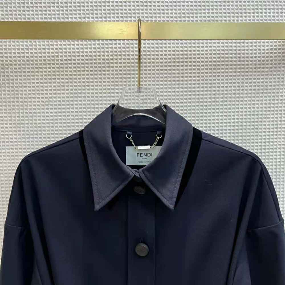 Fendi Women Single-Breasted Blue Wool Go-To Jacket - image 4