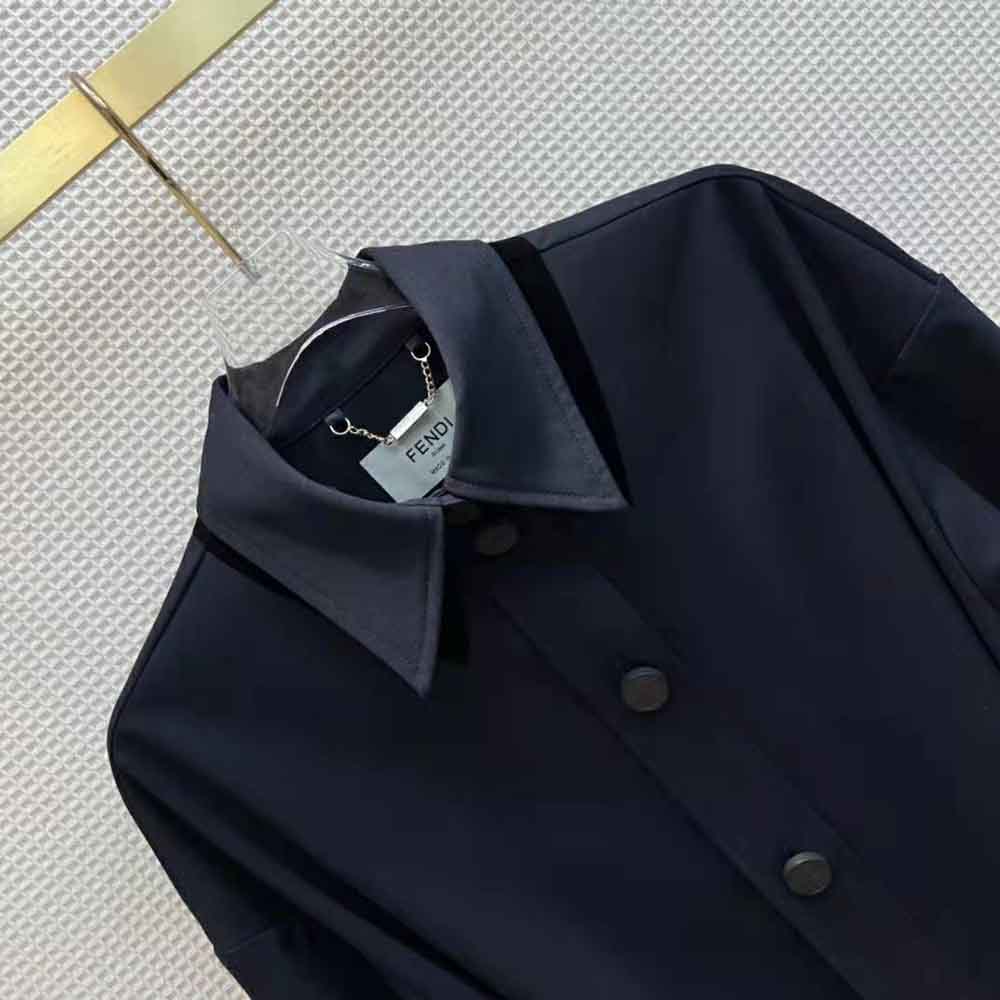 Fendi Women Single-Breasted Blue Wool Go-To Jacket - image 5