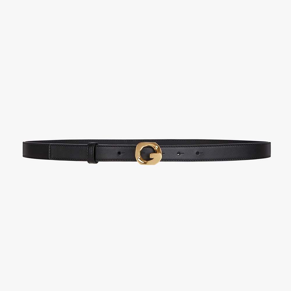 Front view of Givenchy Women G Chain Buckle Thin Reversible Belt in gold