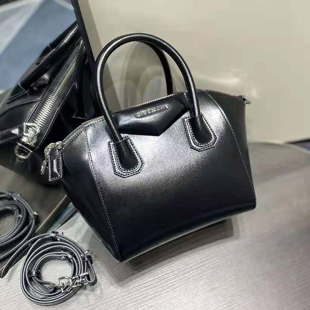 Side angle showing structured silhouette of Givenchy Women Mini Antigona Bag