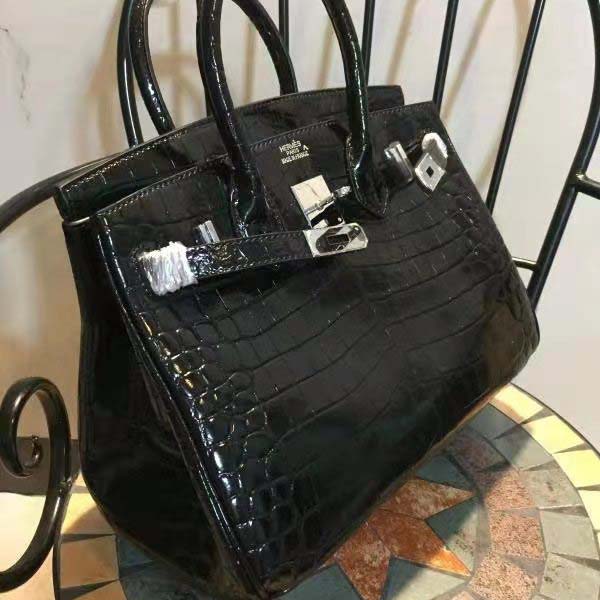 Hermes Birkin 30 Bag in Alligator Leather with Gold Hardware-Black - image 5