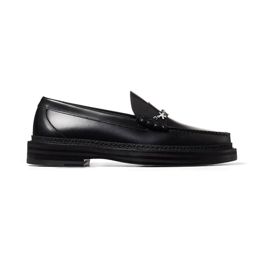 Side view of Jimmy Choo Men Jc Eric Haze Ezra M Black Box Calf Loafers