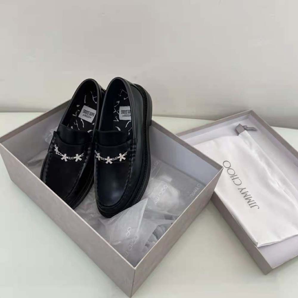 Jimmy Choo Men Jc Eric Haze Ezra M Black Box Calf Loafers with Eric Haze Star Chain - image 6
