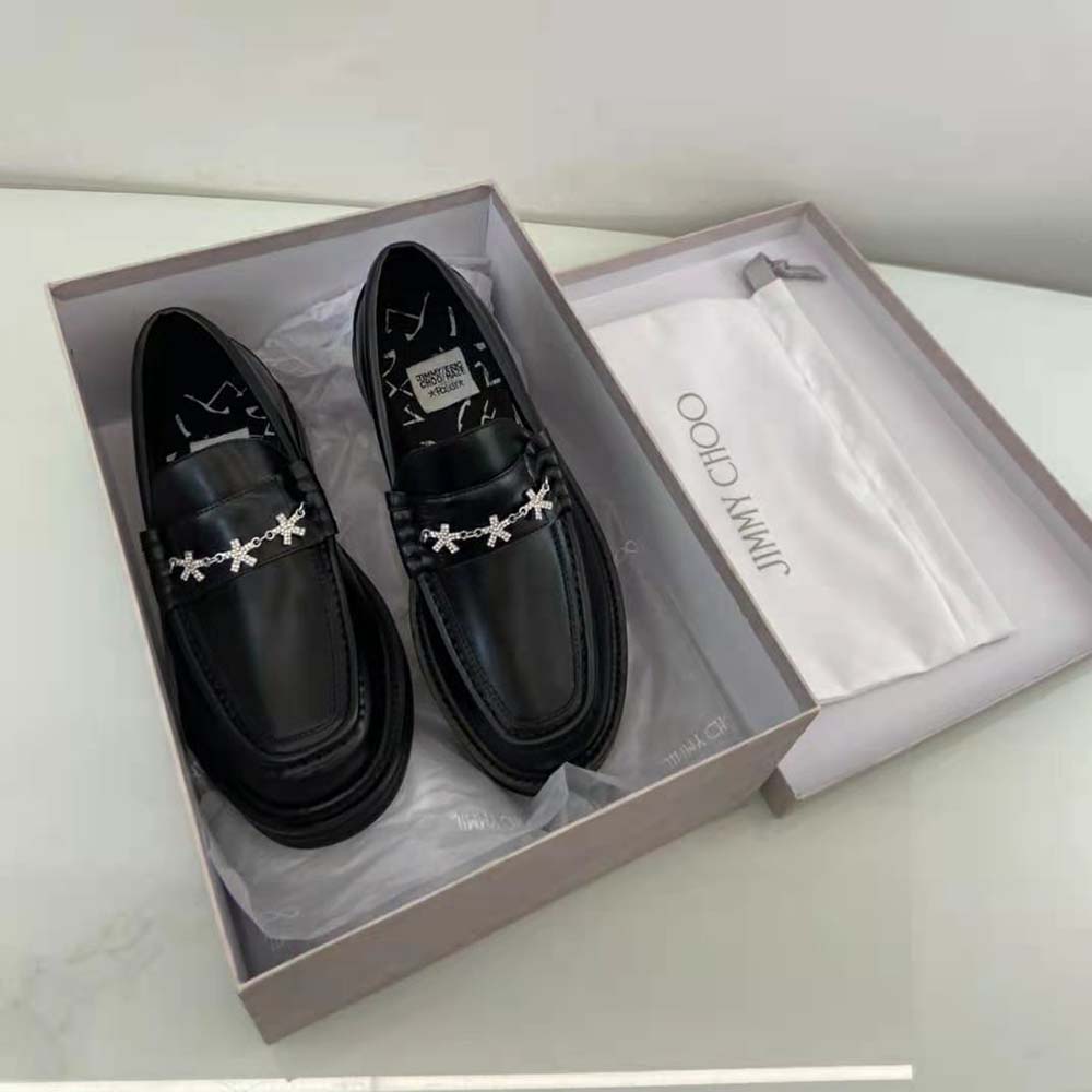 Jimmy Choo Men Jc Eric Haze Ezra M Black Box Calf Loafers with Eric Haze Star Chain - image 5