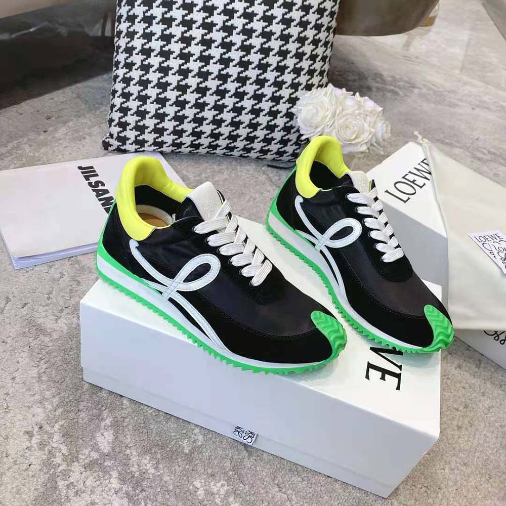 Top view showing lace-up closure on Loewe Women Flow Runner sneakers