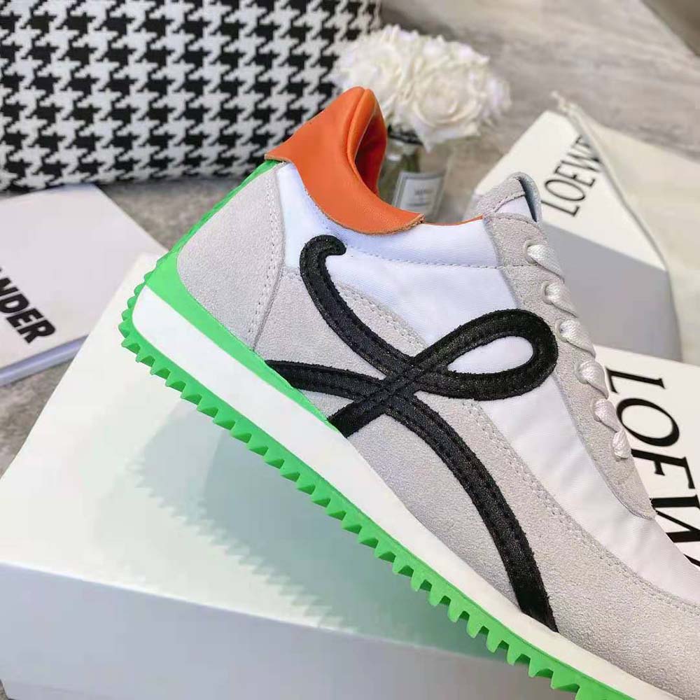 Loewe Women Flow Runner in Nylon and Suede-Lime - image 9