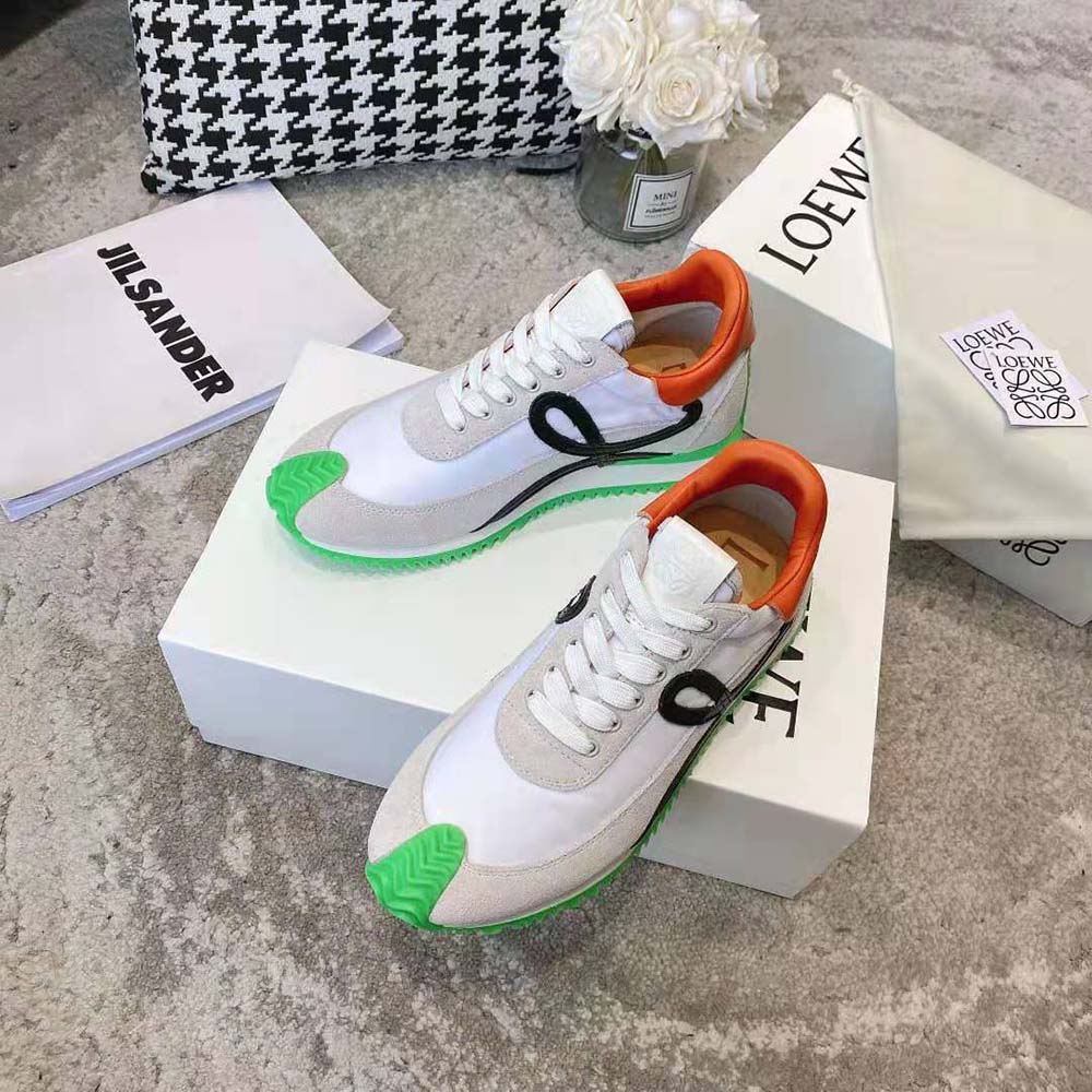 Loewe Women Flow Runner in Nylon and Suede-Lime - image 4