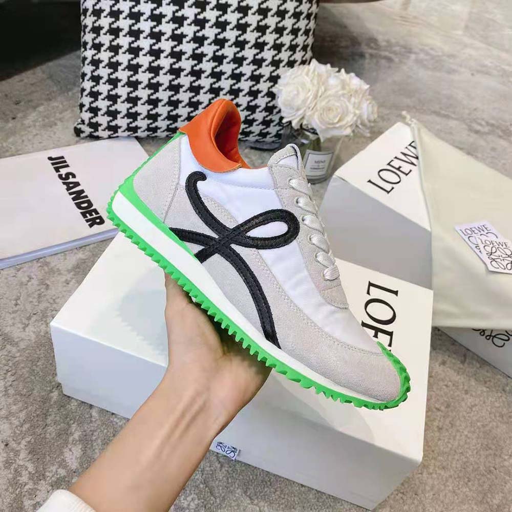 Loewe Women Flow Runner in Nylon and Suede-Lime - image 8