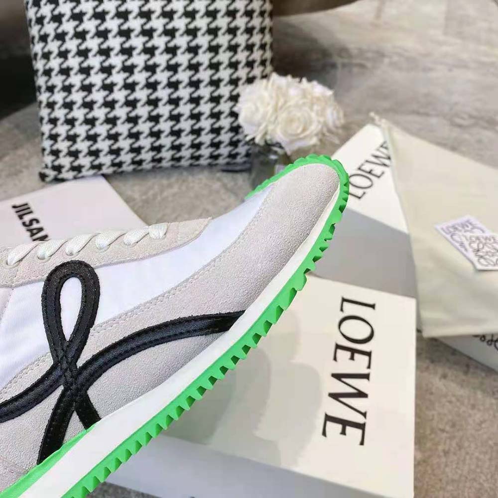 Loewe Women Flow Runner in Nylon and Suede-Lime - image 10