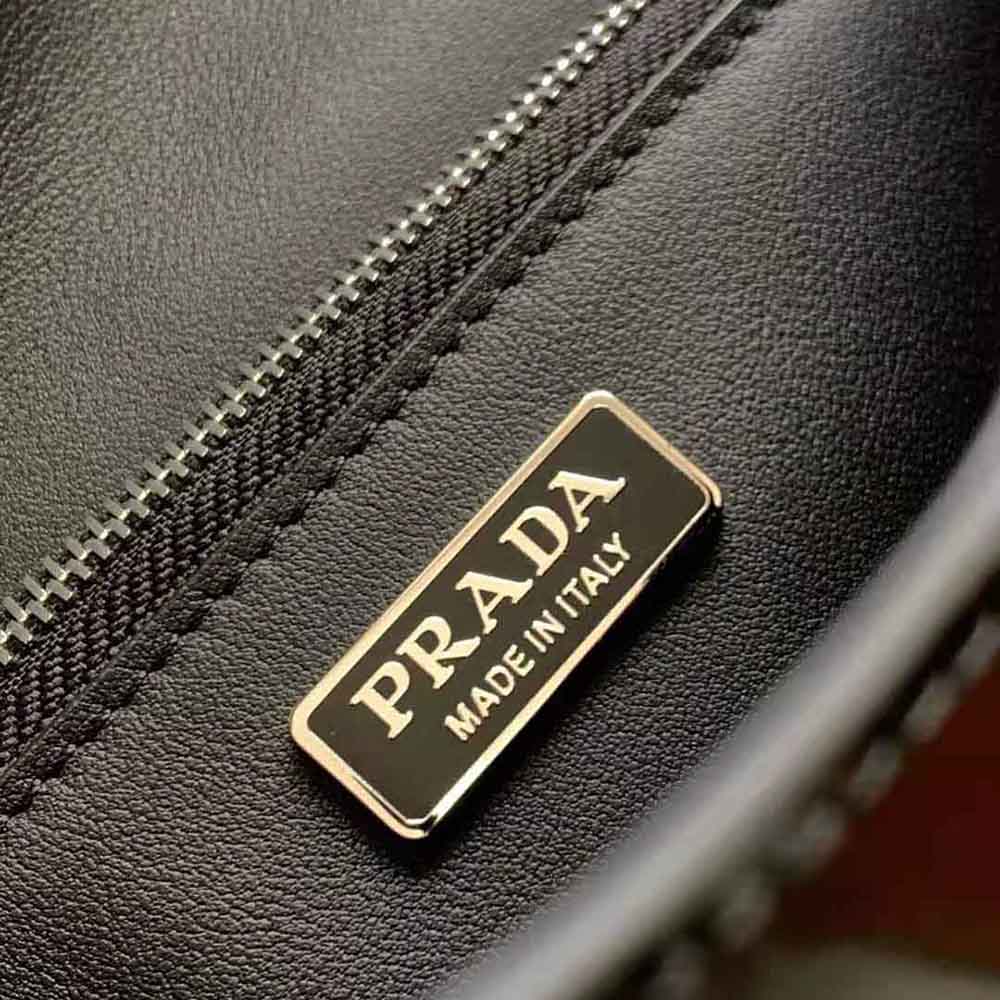 Prada Women Brushed Leather Shoulder Bag-Black - image 10