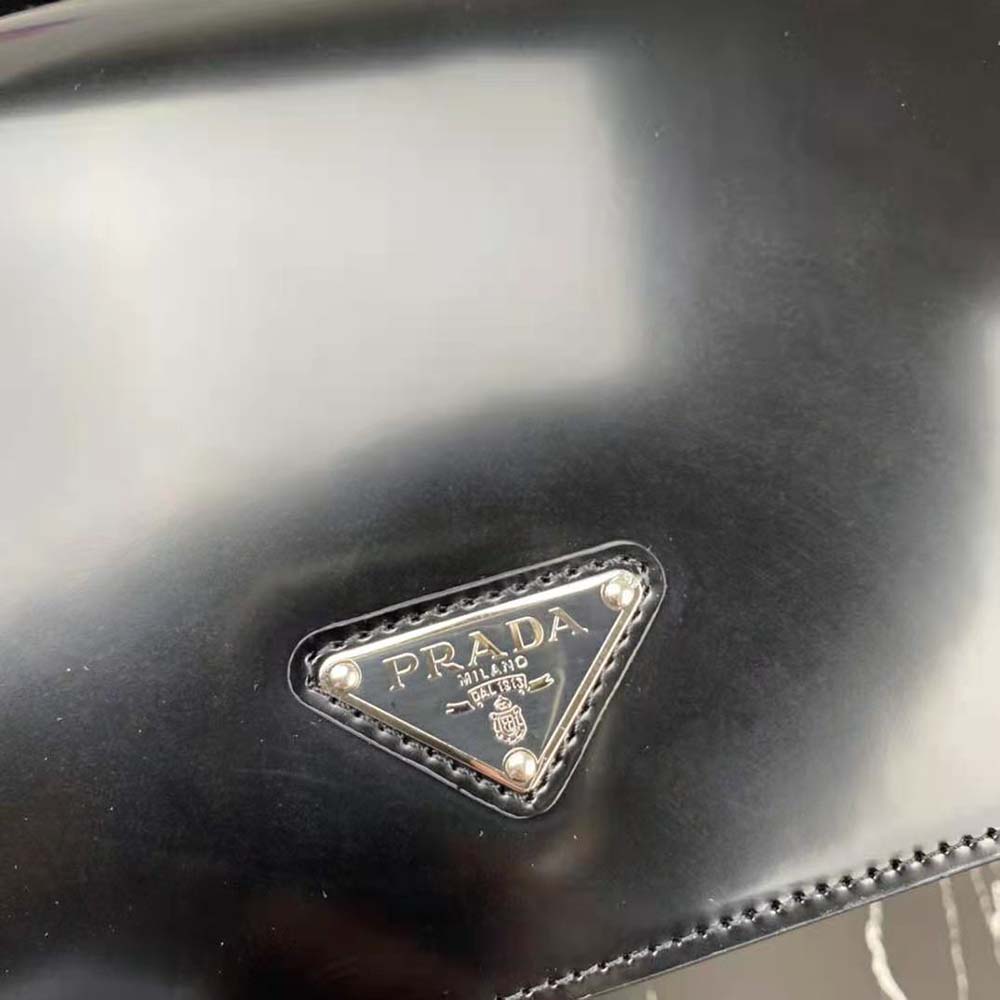 Prada Women Brushed Leather Shoulder Bag-Black - image 10