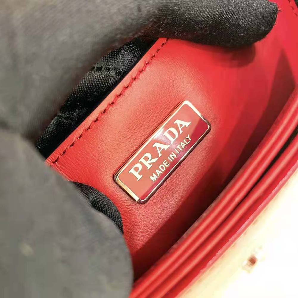 Prada Women Brushed Leather Shoulder Bag-Red - image 10