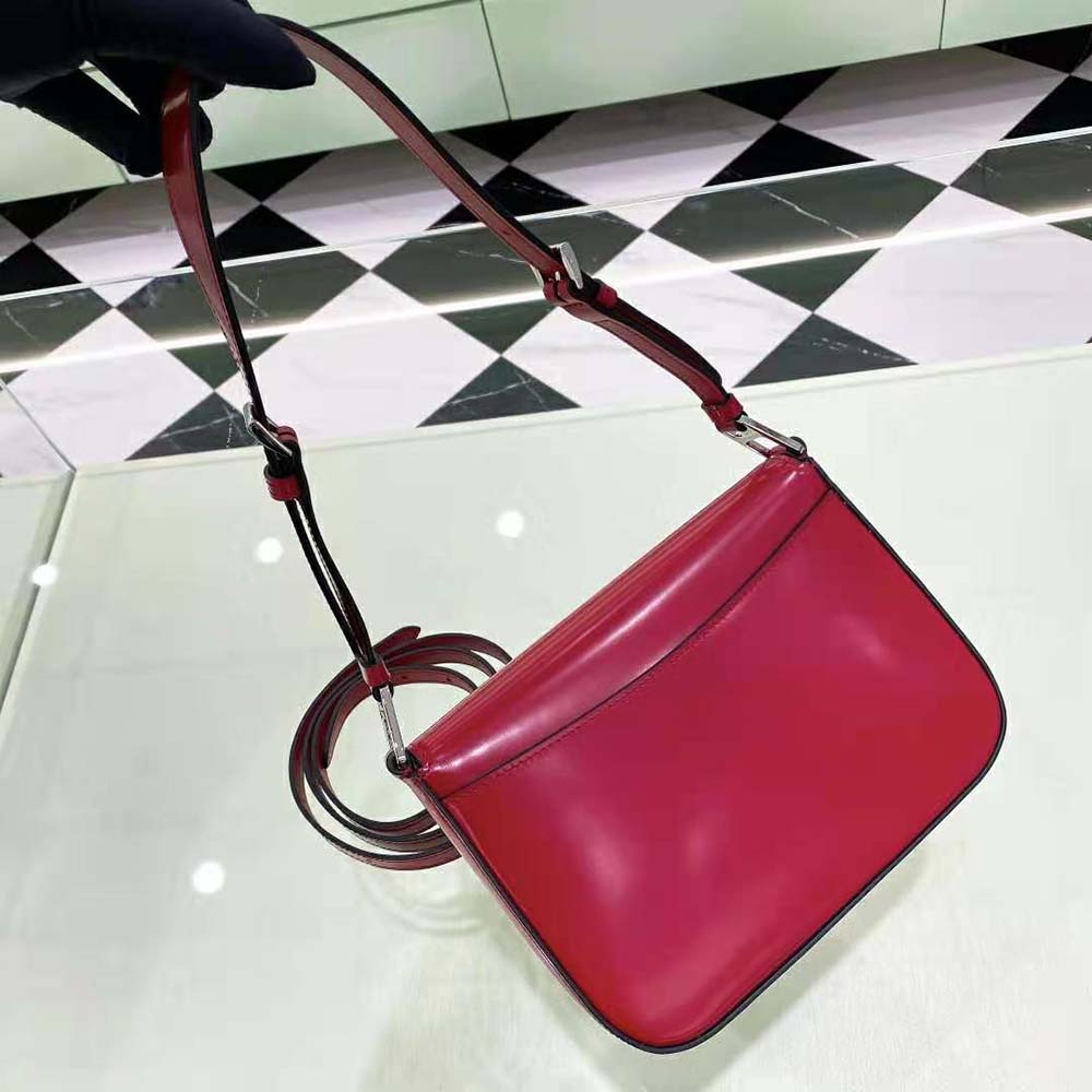 Prada Women Brushed Leather Shoulder Bag-Red - image 4