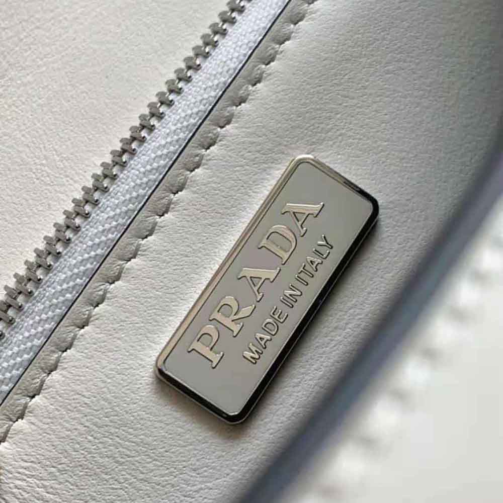 Prada Women Brushed Leather Shoulder Bag-White - image 8