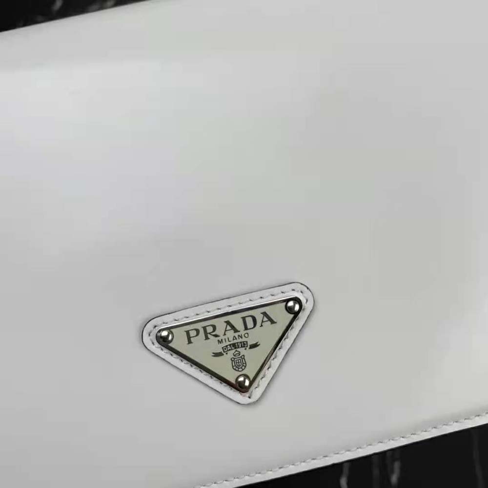 Prada Women Brushed Leather Shoulder Bag-White - image 10