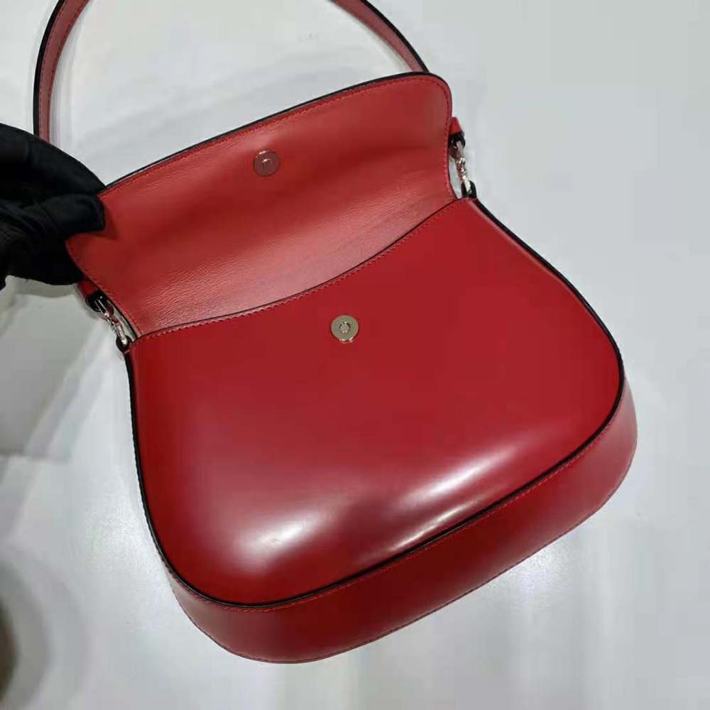 Prada Women Cleo Brushed Leather Shoulder Bag with Flap-Red - image 7