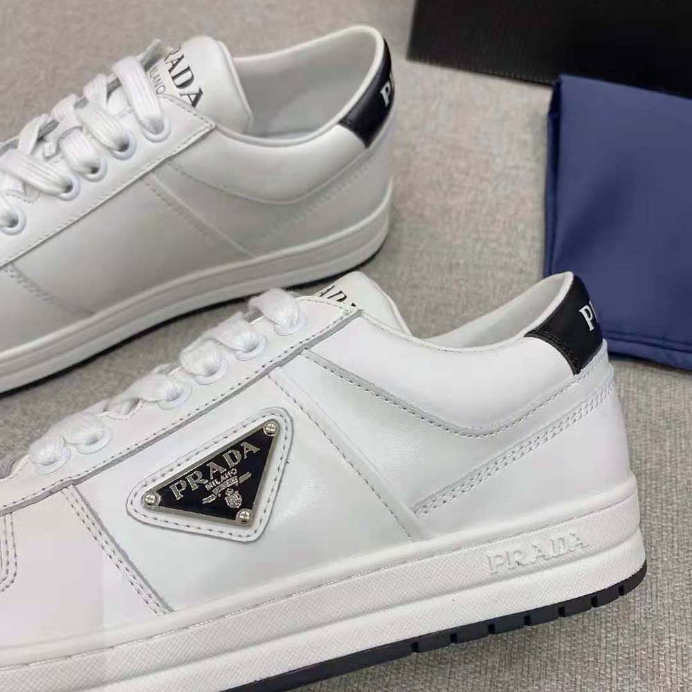 Prada Women Downtown Perforated Leather Sneakers-White - image 9