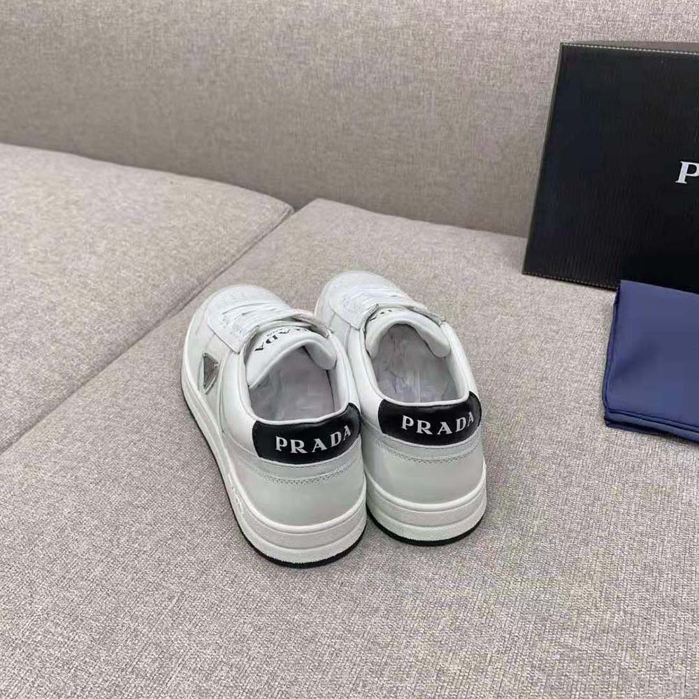 Prada Women Downtown Perforated Leather Sneakers-White - image 6