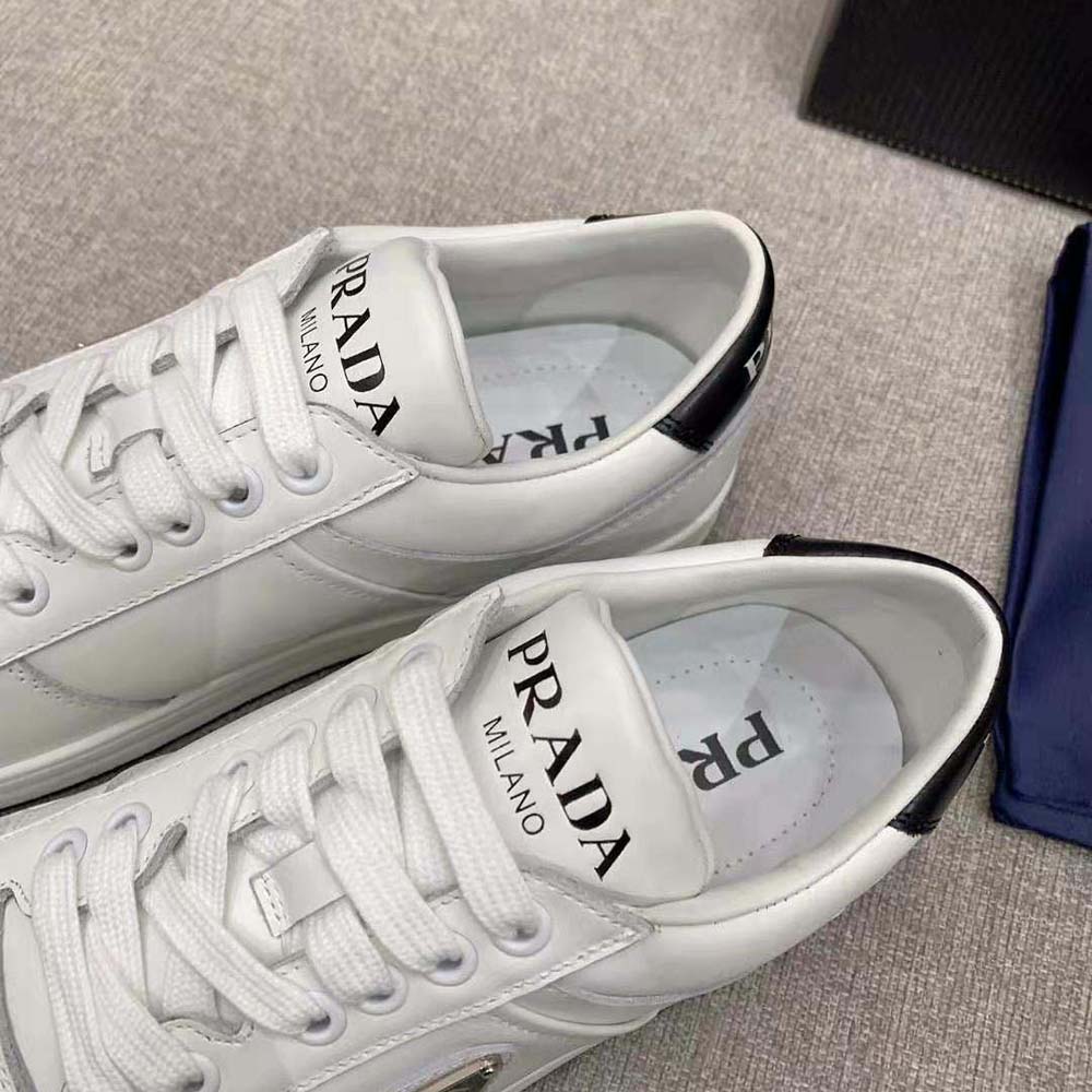 Prada Women Downtown Perforated Leather Sneakers-White - image 8