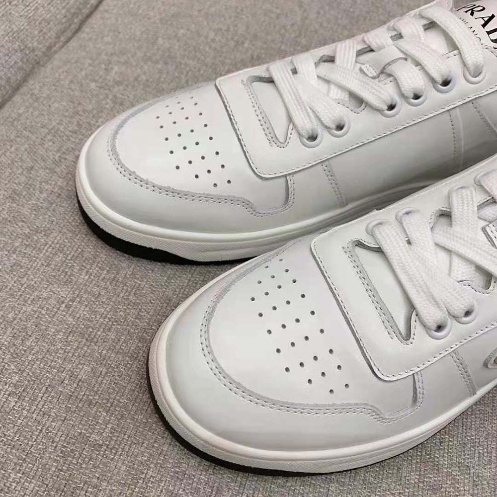 Prada Women Downtown Perforated Leather Sneakers-White - image 7