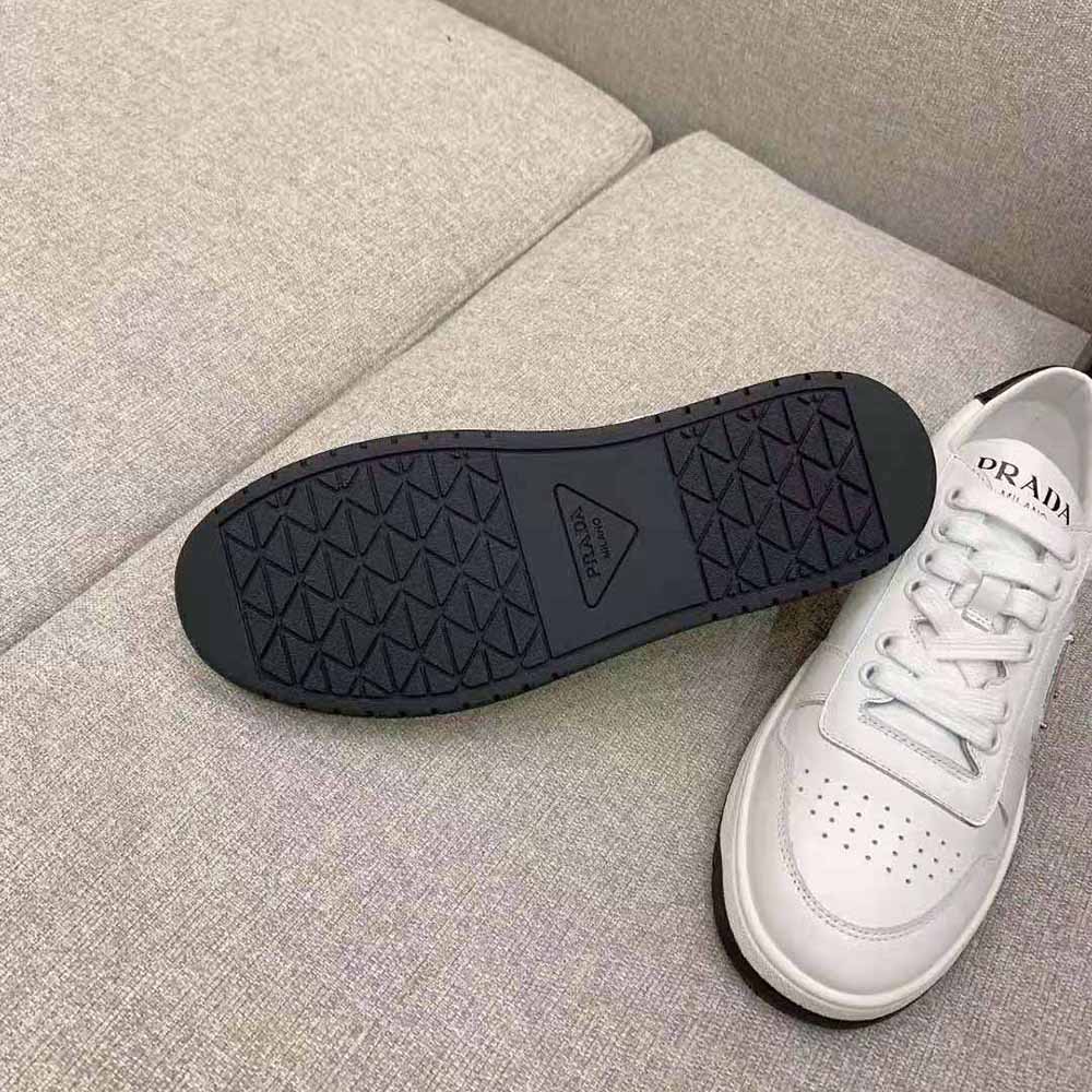 Prada Women Downtown Perforated Leather Sneakers-White - image 10