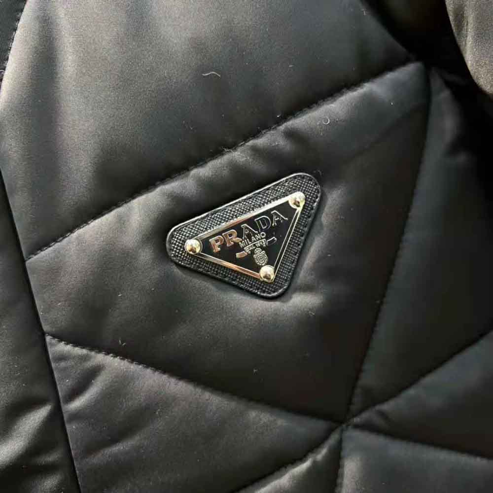 Prada Women Emblematic Triangle Quilted Re-Nylon Jacket-Black - image 7