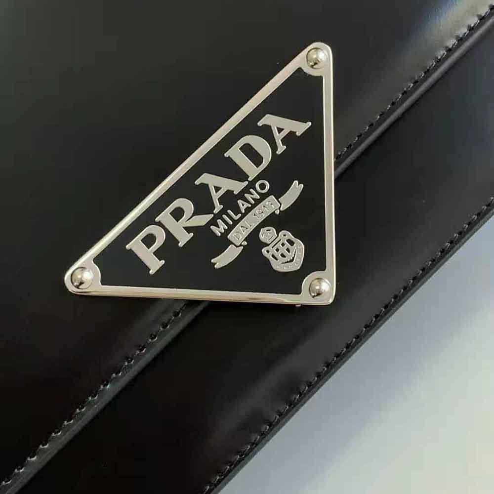 Prada Women Embleme Brushed-Leather Bag-Black - image 8